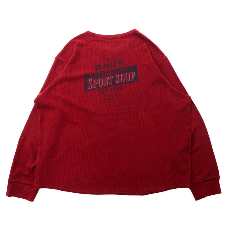 Eddie Bauer サーマル ロングスリーブTシャツ XL レッド コットン バックプリント