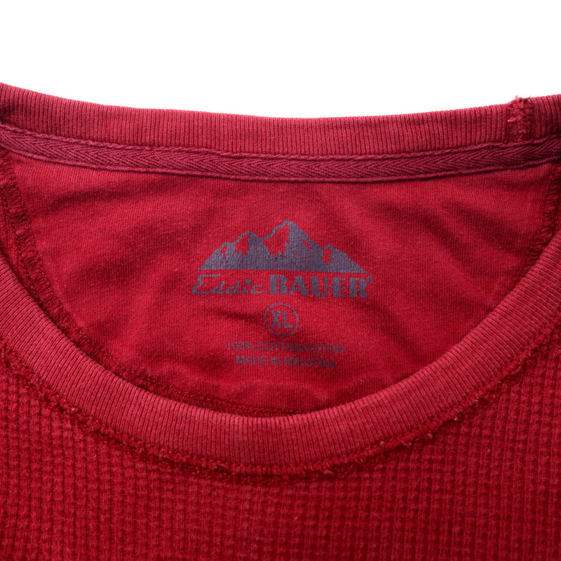 Eddie Bauer サーマル ロングスリーブTシャツ XL レッド コットン バックプリント