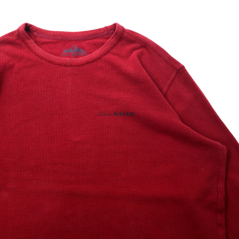 Eddie Bauer サーマル ロングスリーブTシャツ XL レッド コットン バックプリント