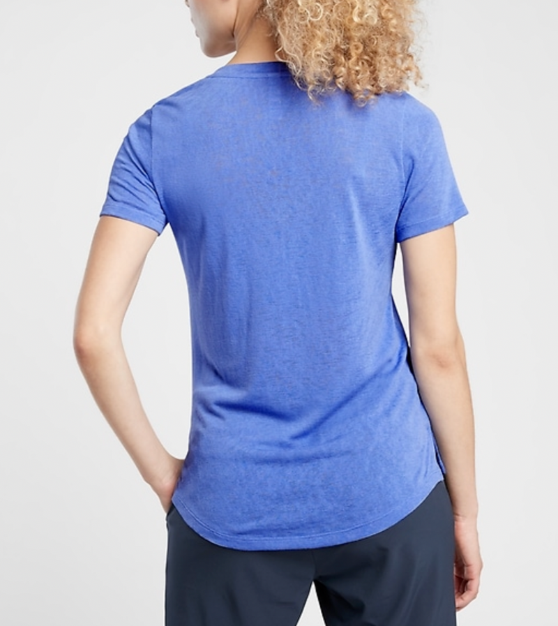Athleta Periwinkle Blue Scoop V-Neck Short Sleeve Breezy Tee Top