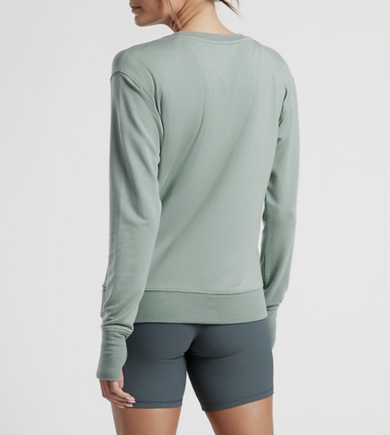 Athleta Minimalistic Grey Long Sleeve Sunrise V-neck Sweatshirt