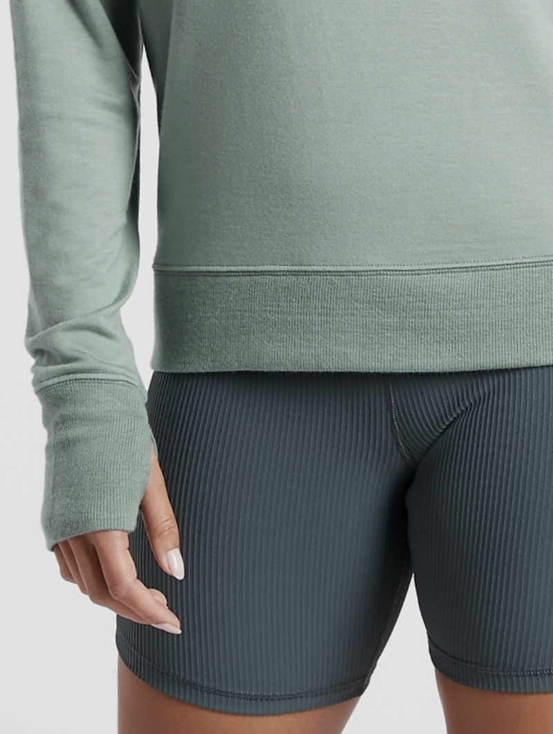 Athleta Minimalistic Grey Long Sleeve Sunrise V-neck Sweatshirt