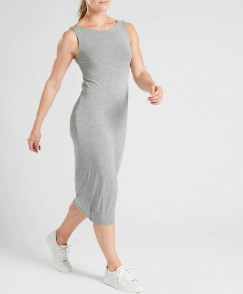 Athleta Heather Grey Sleeveless Santorini Midi Dress