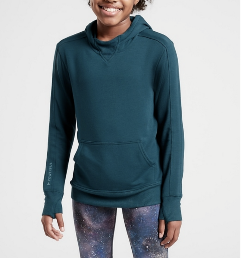 Athleta Girl Teal Long Sleeve All For One Soft Hoodie