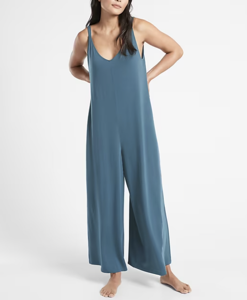 Athleta Sequoia Blue Night Time Bliss Sleep V-neck Romper
