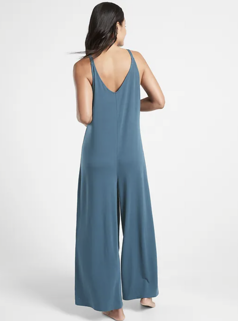 Athleta Sequoia Blue Night Time Bliss Sleep V-neck Romper
