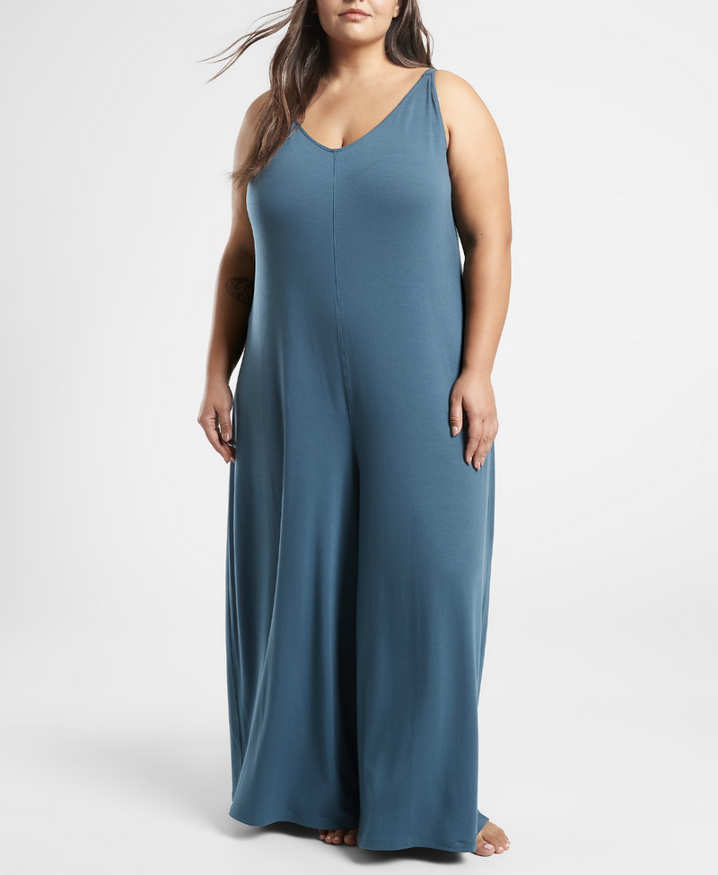 Athleta Sequoia Blue Night Time Bliss Sleep V-neck Romper