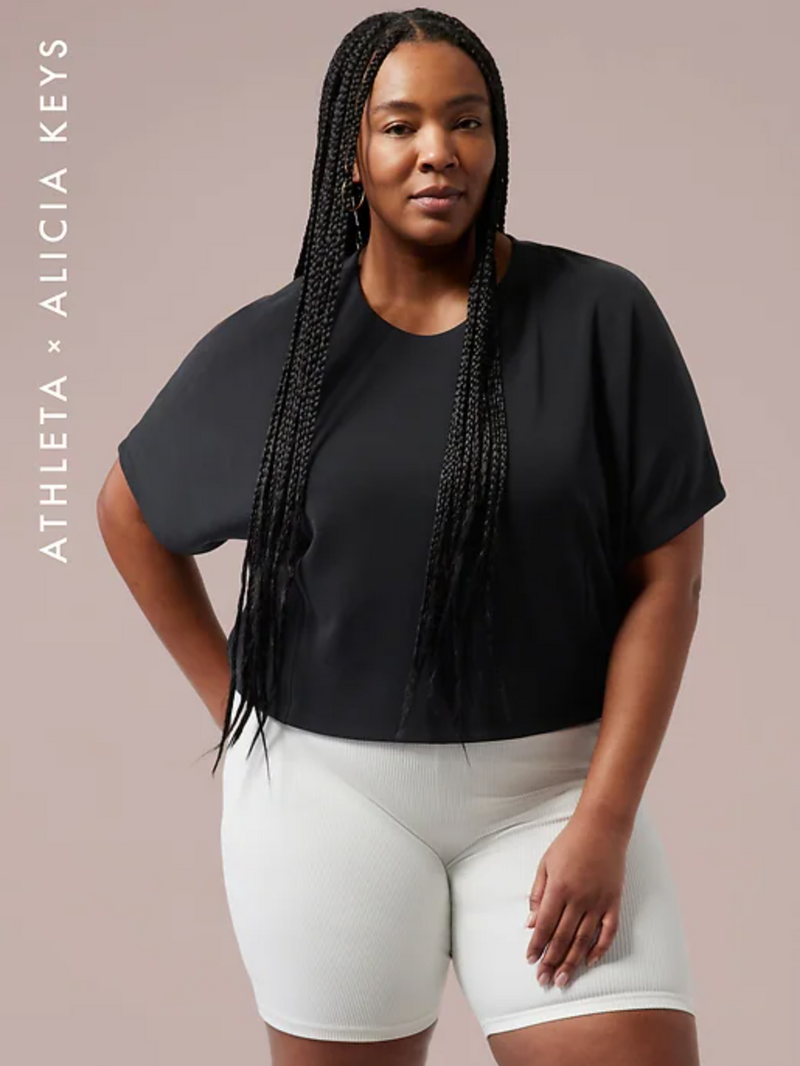 Athleta & Alicia Keys Black Relaxed Crop Tee