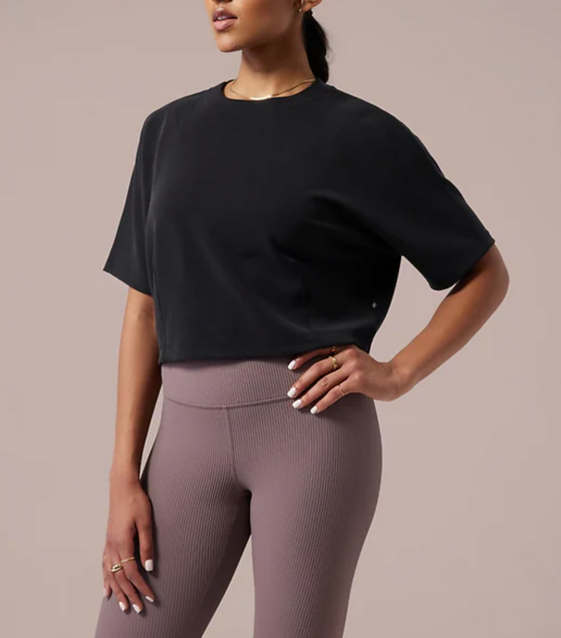 Athleta & Alicia Keys Black Relaxed Crop Tee