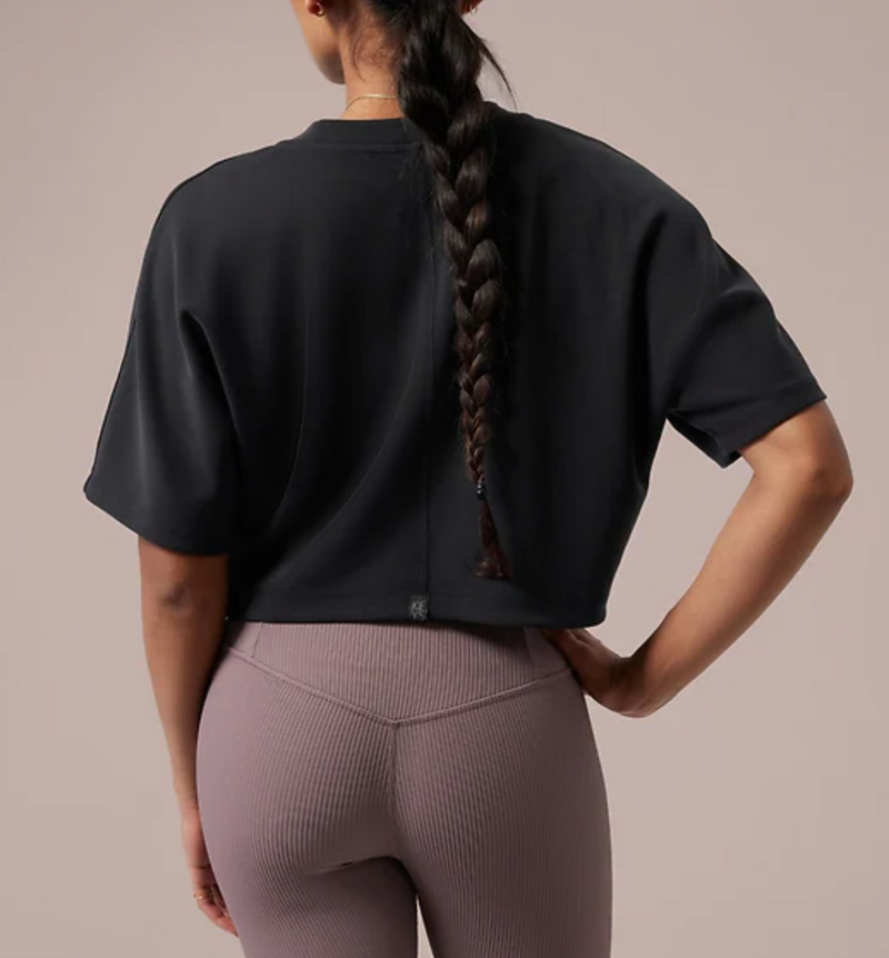 Athleta & Alicia Keys Black Relaxed Crop Tee