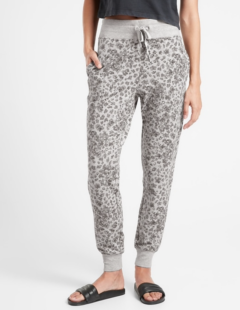 Athleta Printed Heather Grey Drawstring Waistband Balance Jogger