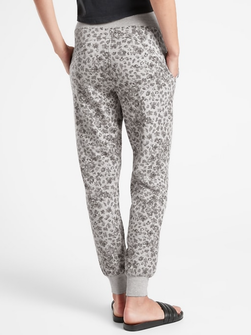 Athleta Printed Heather Grey Drawstring Waistband Balance Jogger