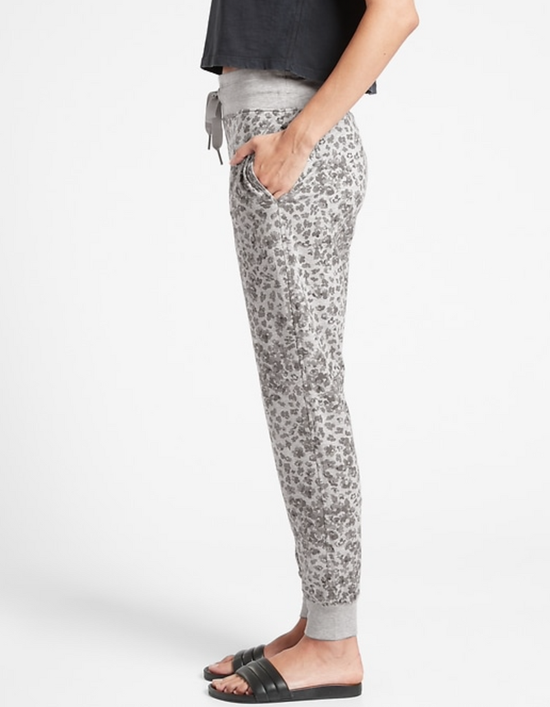 Athleta Printed Heather Grey Drawstring Waistband Balance Jogger