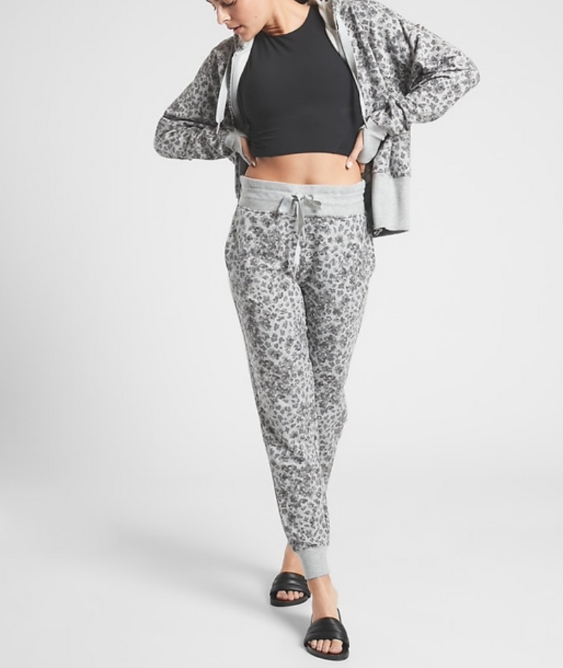 Athleta Printed Heather Grey Drawstring Waistband Balance Jogger