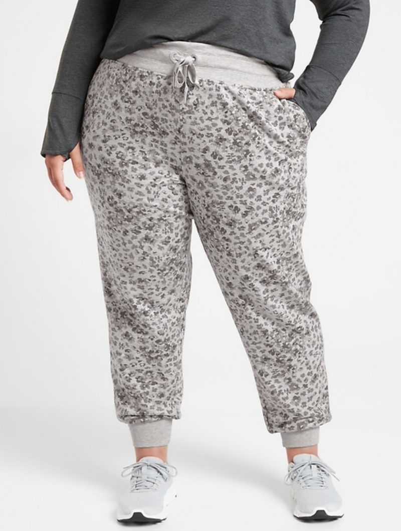 Athleta Printed Heather Grey Drawstring Waistband Balance Jogger