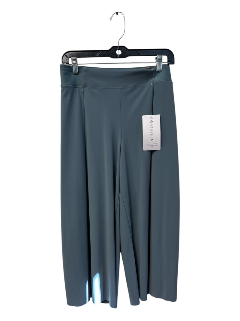 Athleta Size 6 Storm Blue Nylon Back Pockets High Rise Pull On Wide Leg Pants
