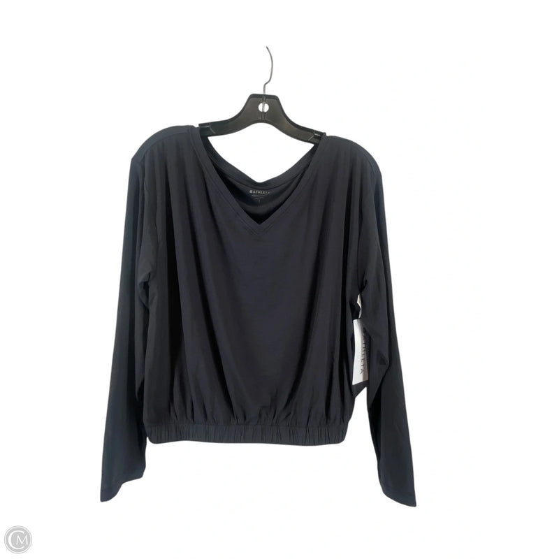 Athletic Top Long Sleeve Collar By Athleta In Black, Size: L