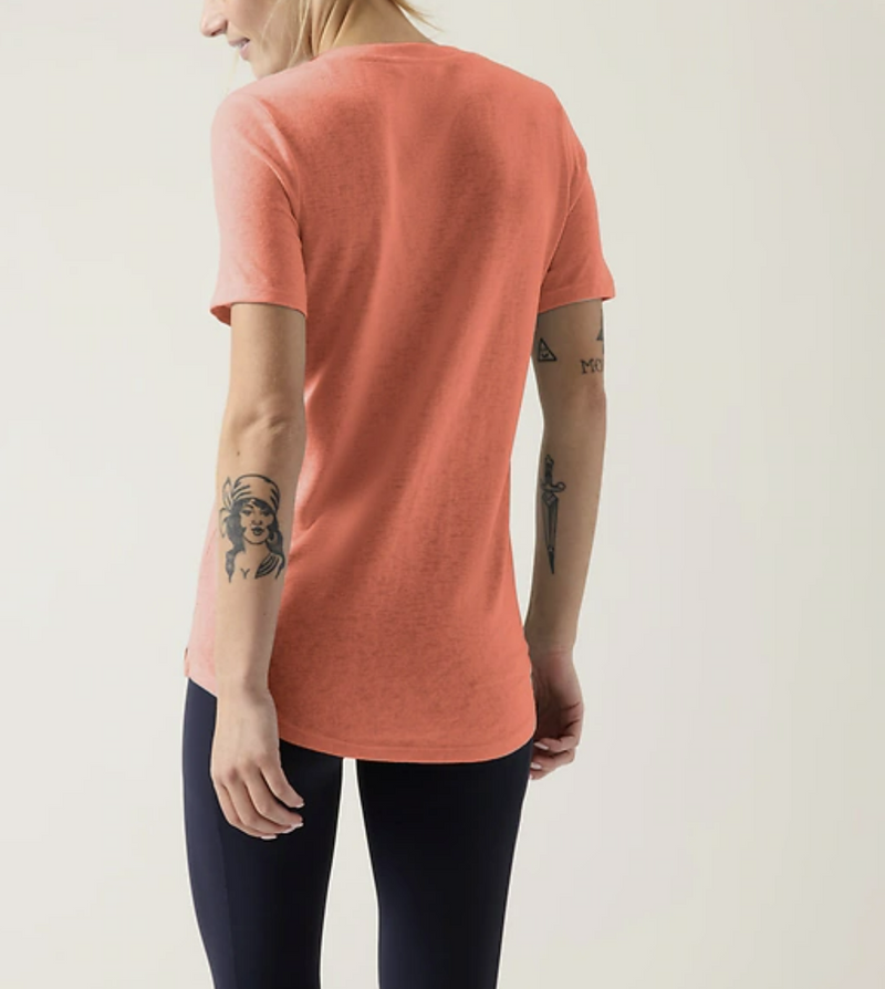 Athleta Sunset Glow Scoop V-Neck Short Sleeve Breezy Tee Top