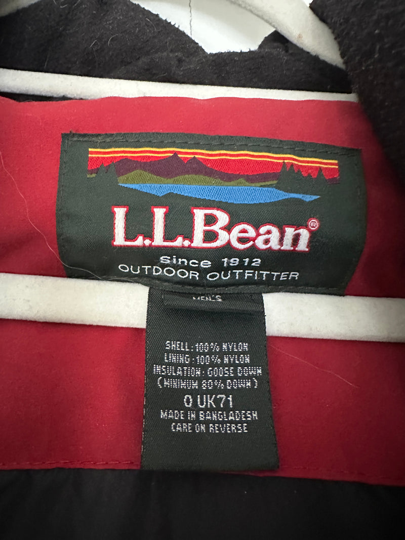 Vintage LL Bean Goose Down Parka Fur Trim Hood Full Zip Puffer Jacket Red Sz M