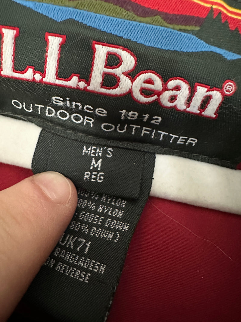 Vintage LL Bean Goose Down Parka Fur Trim Hood Full Zip Puffer Jacket Red Sz M