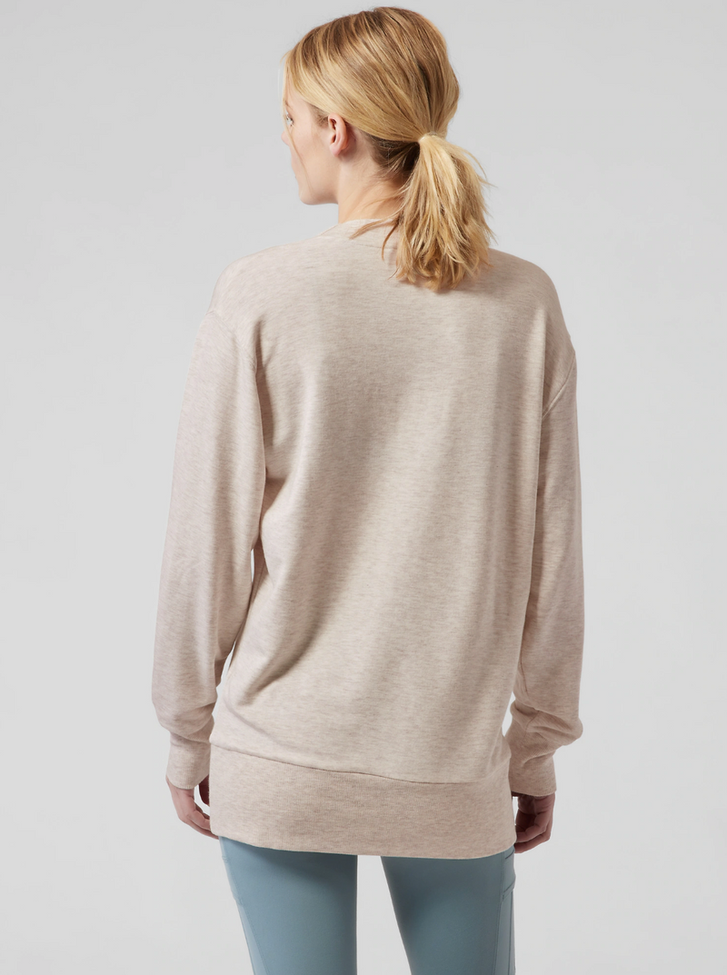 Athleta Toasted Brown Heather Purana V-Neck Wrap Sweatshirt
