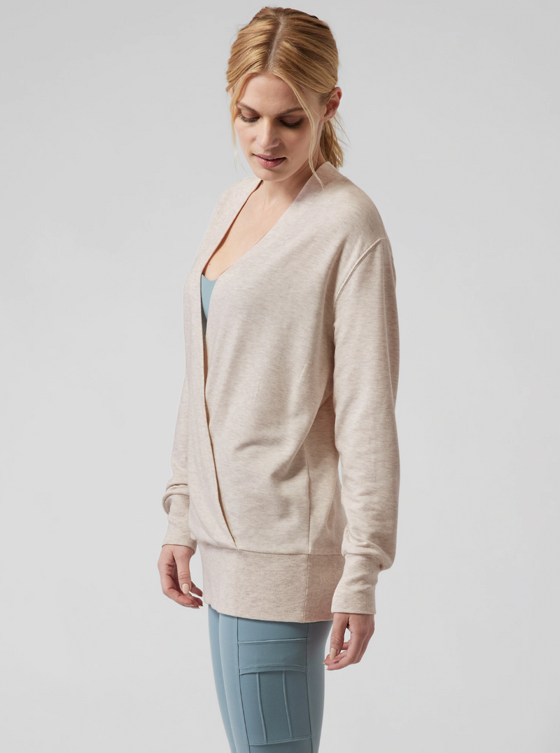 Athleta Toasted Brown Heather Purana V-Neck Wrap Sweatshirt