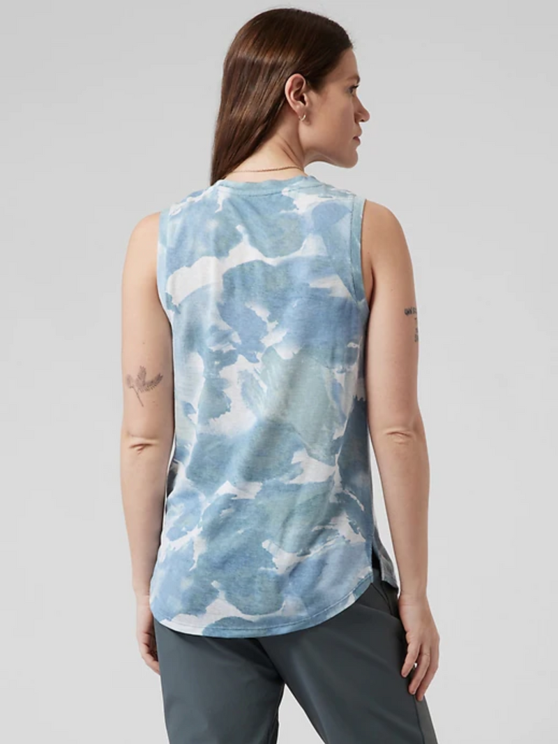 Athleta Chroma Cottage Blue Sleeveless Breezy Top Tank