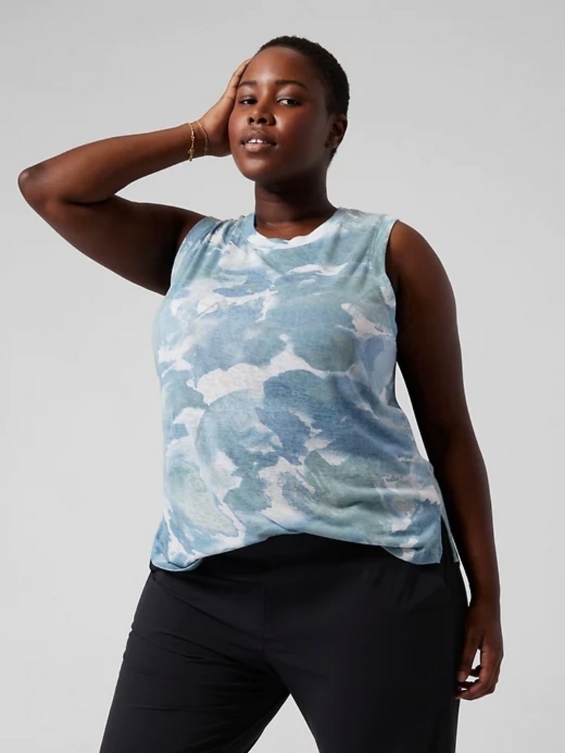 Athleta Chroma Cottage Blue Sleeveless Breezy Top Tank