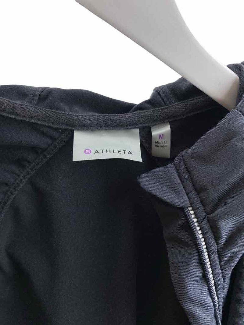 Athleta Women's Half Mile Ruched Zip Hoodie Jacket Dark Grey Size M