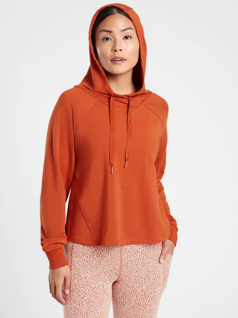 Athleta Canyon Orange Long Sleeve Boardwalk High Hip Hoodie