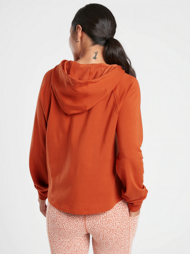 Athleta Canyon Orange Long Sleeve Boardwalk High Hip Hoodie