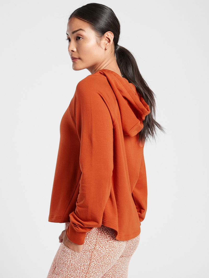 Athleta Canyon Orange Long Sleeve Boardwalk High Hip Hoodie