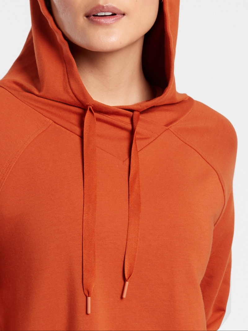 Athleta Canyon Orange Long Sleeve Boardwalk High Hip Hoodie