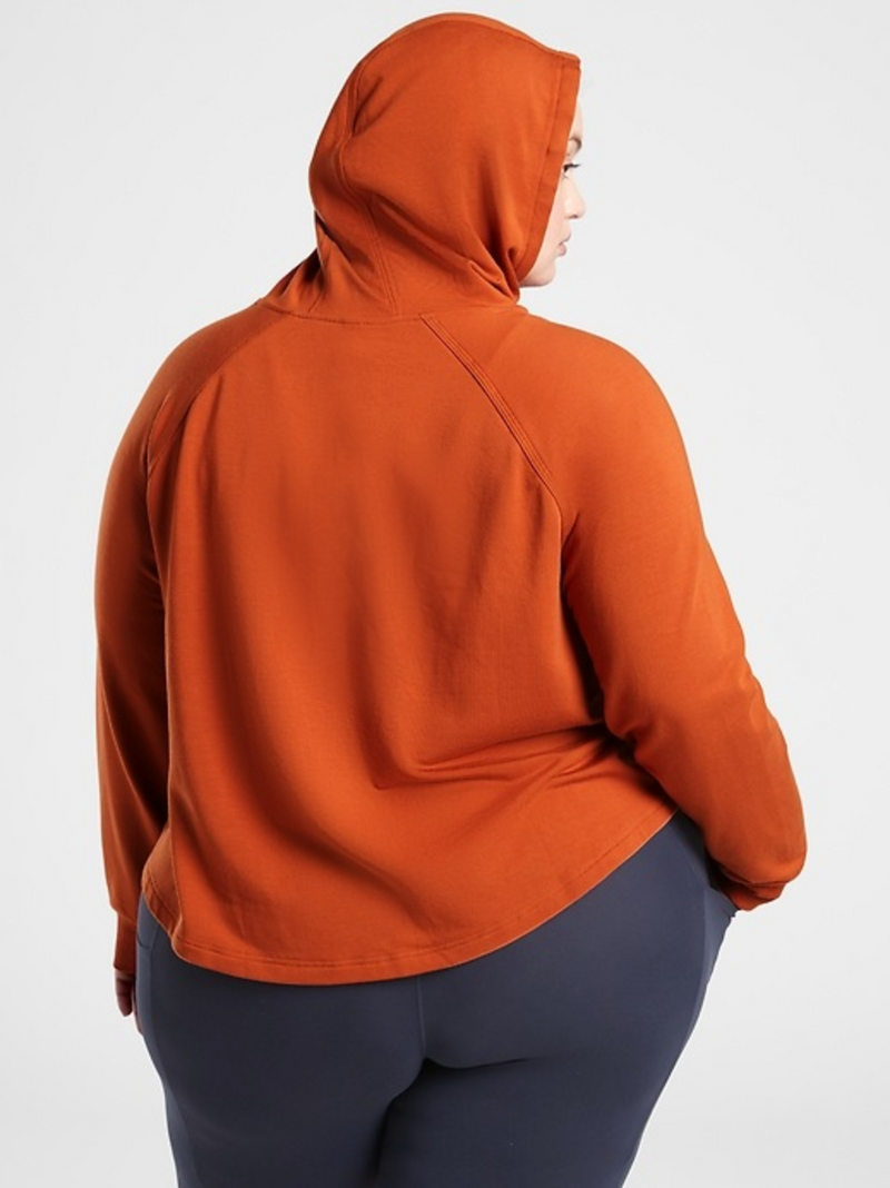 Athleta Canyon Orange Long Sleeve Boardwalk High Hip Hoodie