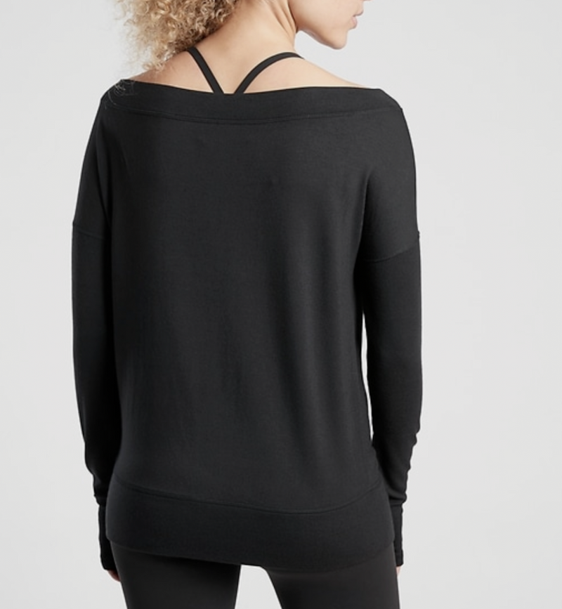 Athleta Black Long Sleeve Beyond Soft Barre Sweatshirt