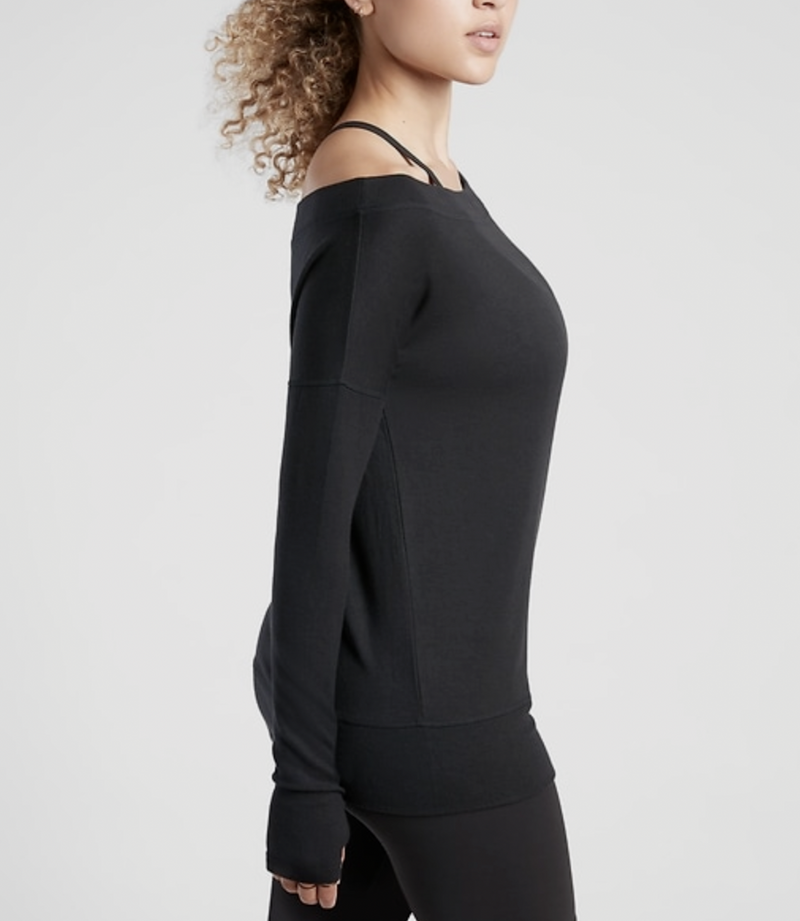 Athleta Black Long Sleeve Beyond Soft Barre Sweatshirt