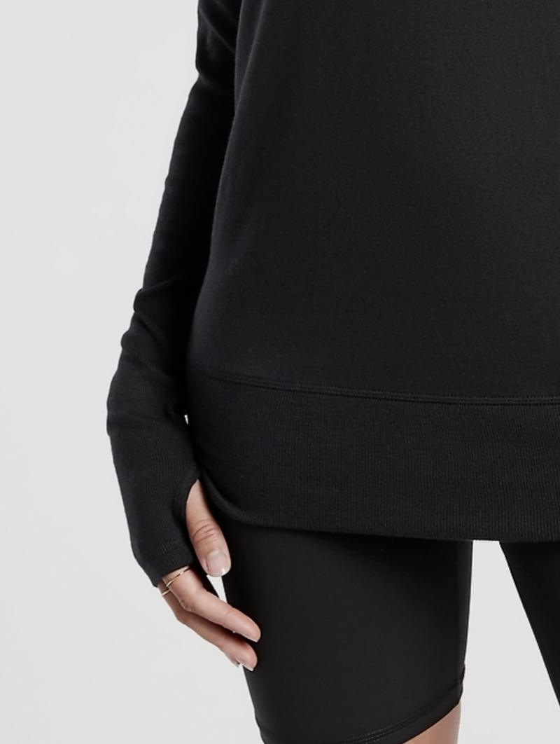 Athleta Black Long Sleeve Beyond Soft Barre Sweatshirt