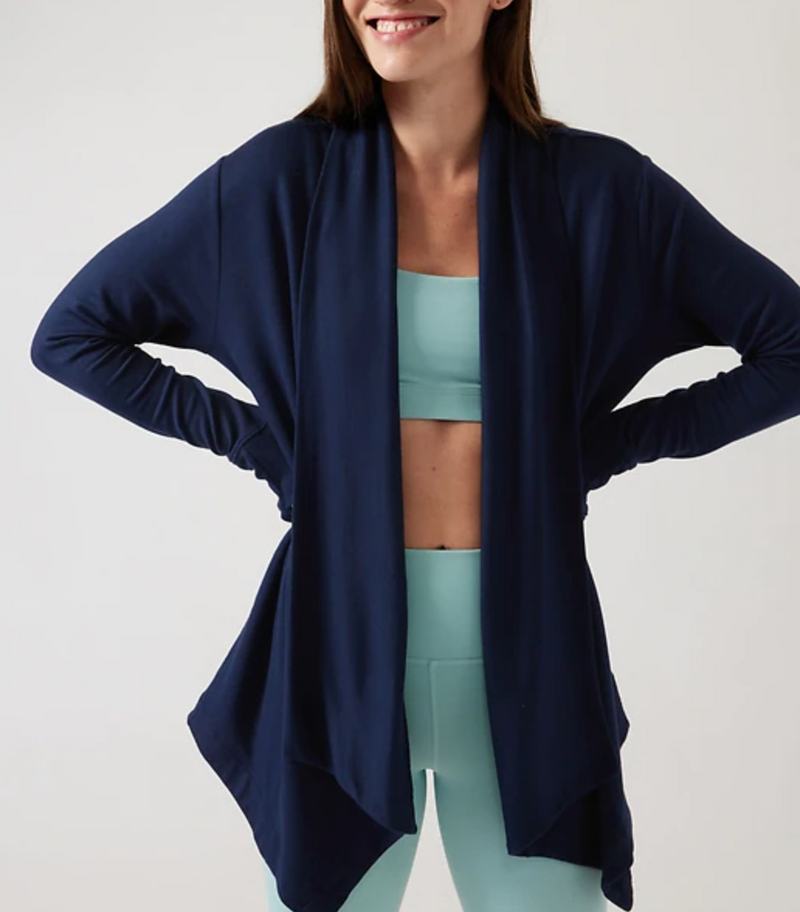Athleta Navy Nirvana Pranayama Restore Wrap Cardigan