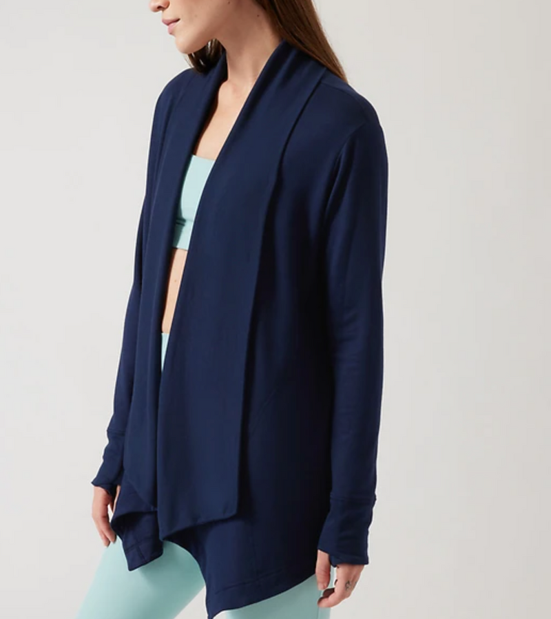 Athleta Navy Nirvana Pranayama Restore Wrap Cardigan