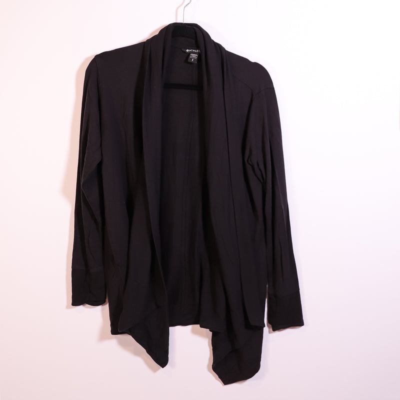 Athleta Pranayama Restore Nirvana Knit Stretch Open Front Cardigan Sweater Black