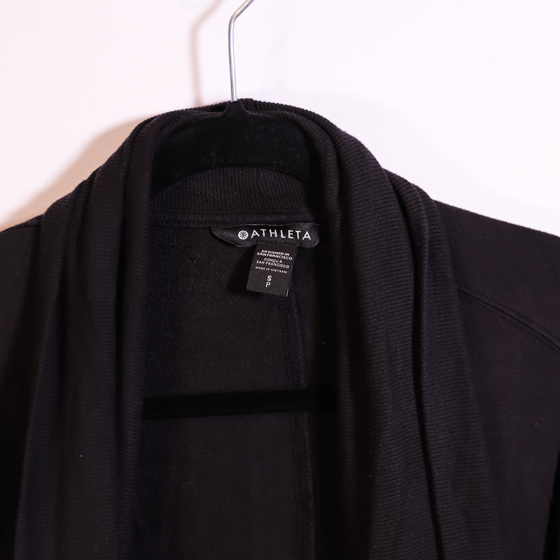 Athleta Pranayama Restore Nirvana Knit Stretch Open Front Cardigan Sweater Black