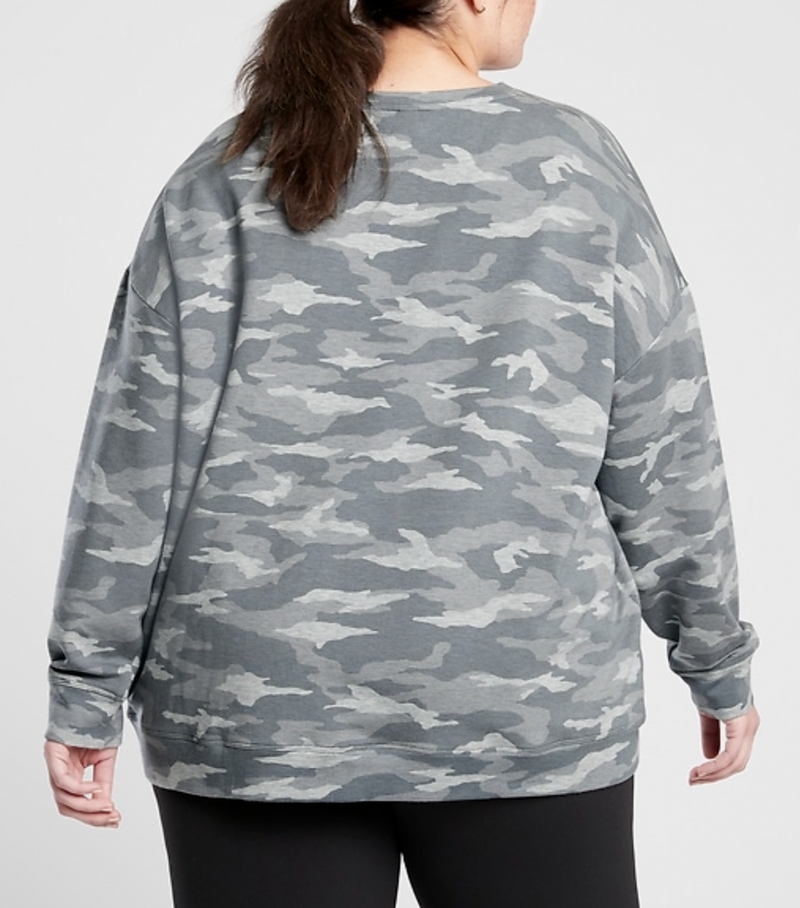Athleta Camo Lux Dark Grey Balance Pullover Sweatshirt