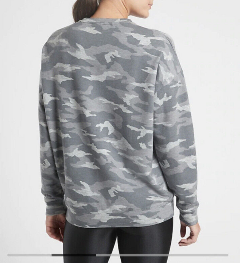 Athleta Camo Lux Dark Grey Balance Pullover Sweatshirt