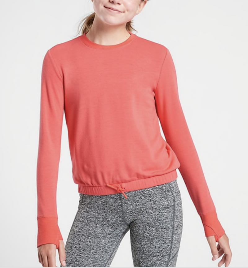Athleta Girl Joy To The Girl Coral Long Sleeve Sweatshirt