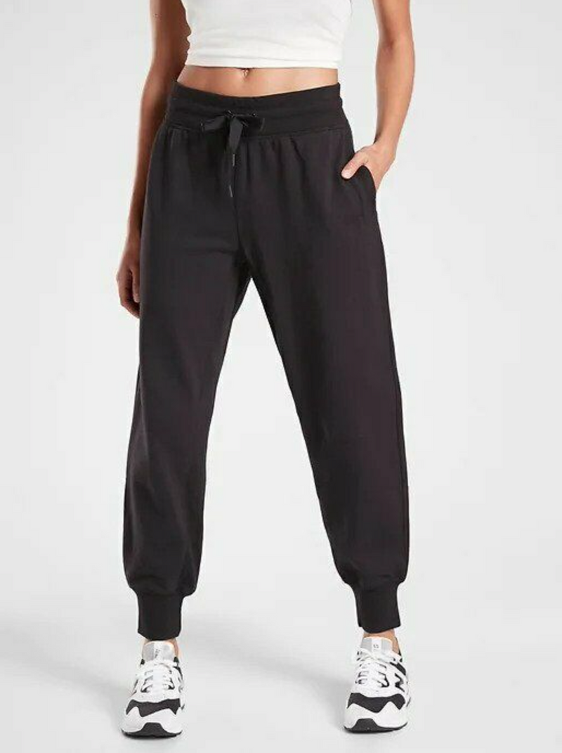 Athleta Black Drawstring Waistband Cotton Moonrise Jogger Pant