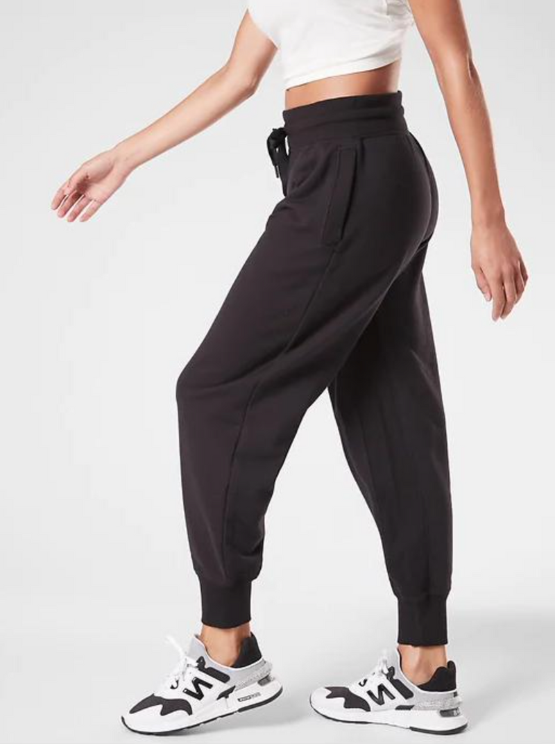 Athleta Black Drawstring Waistband Cotton Moonrise Jogger Pant
