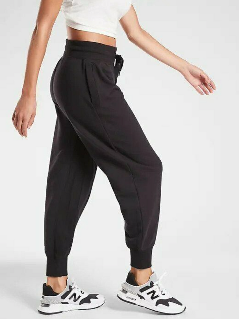 Athleta Black Drawstring Waistband Cotton Moonrise Jogger Pant