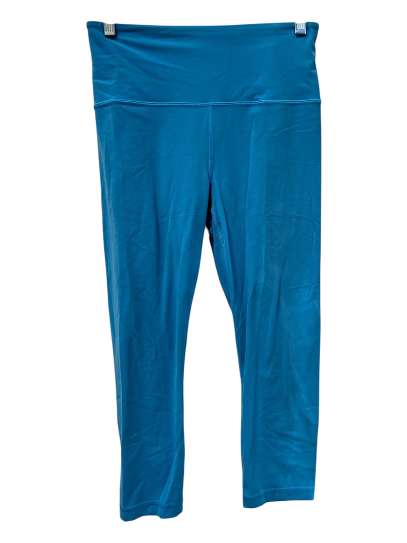 Athleta Size S Sky Blue No Fabric Tag High Waist seam detail 3/4 Length Leggings