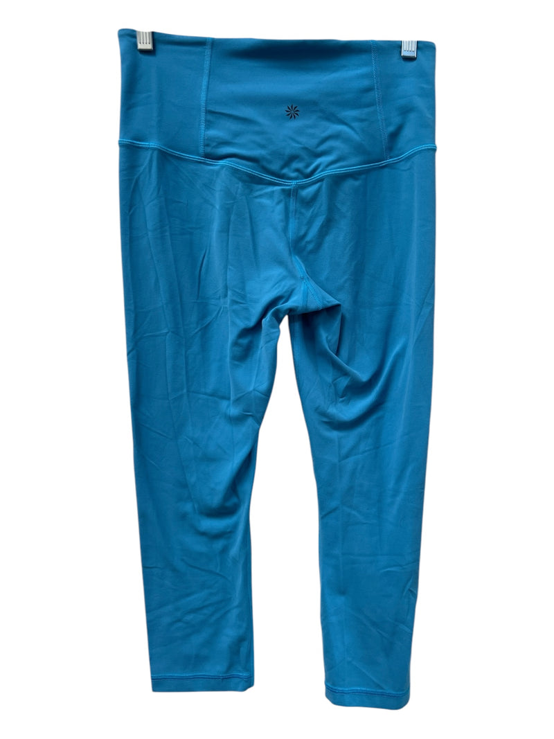 Athleta Size S Sky Blue No Fabric Tag High Waist seam detail 3/4 Length Leggings