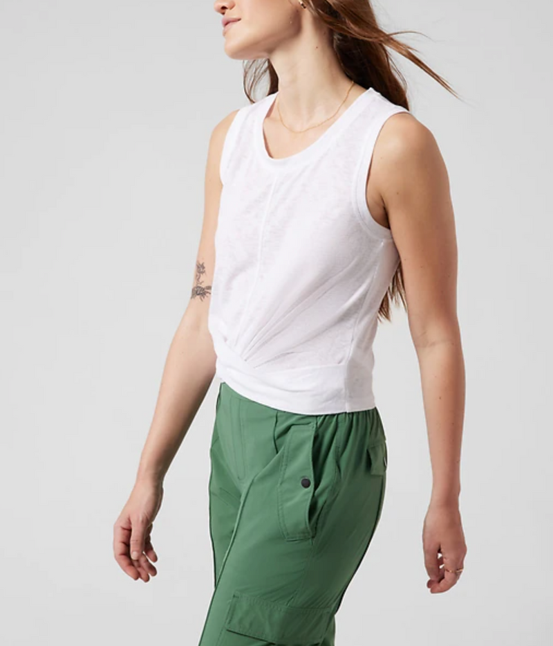 Athleta Bright White Sleeveless Breezy Twist Tank Top